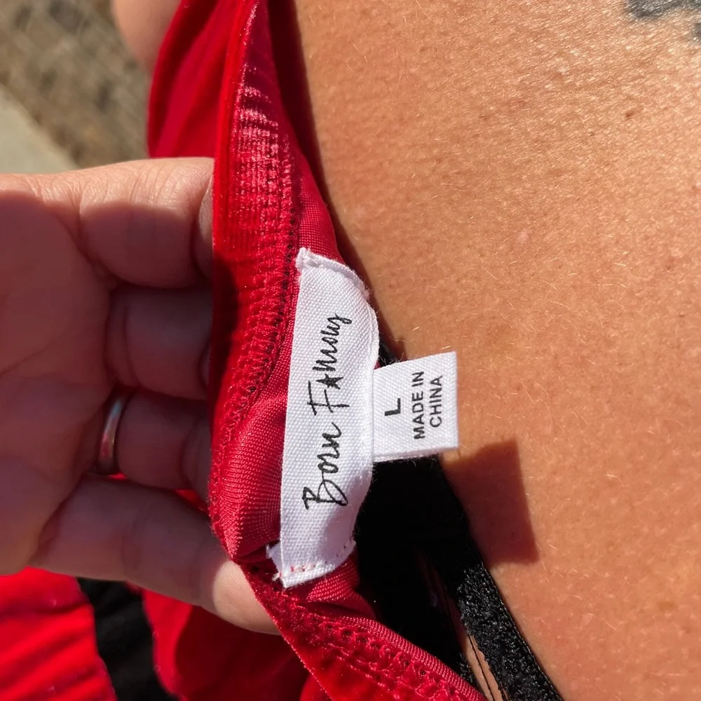 Born Famous Red Velour Festive Llama Christmas Jumpsuit NWT - Picture 8 of 8